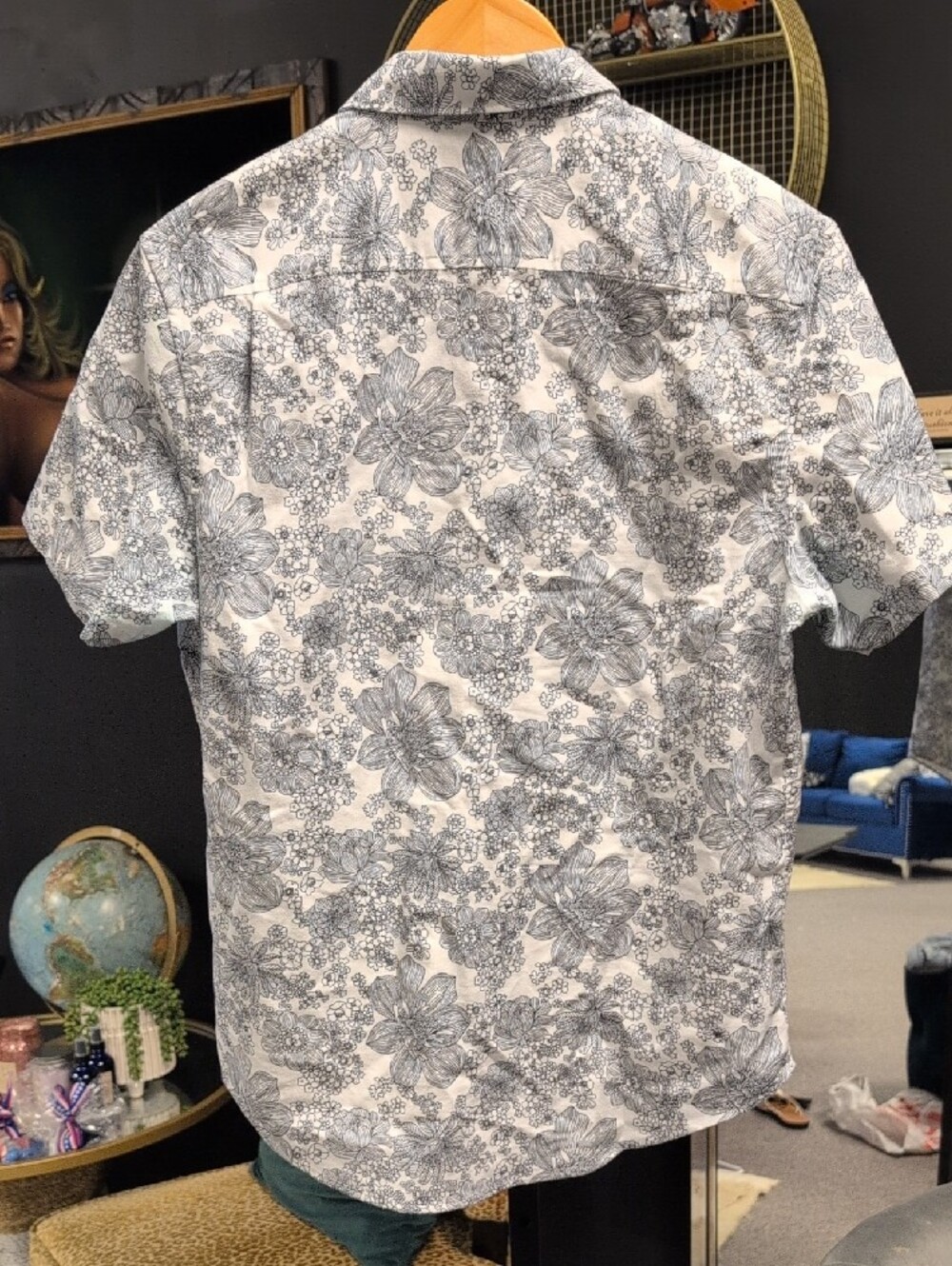 Original Penguin Black And White Floral Short-Sleeve Button-Down Shirt - Picture 7 of 9